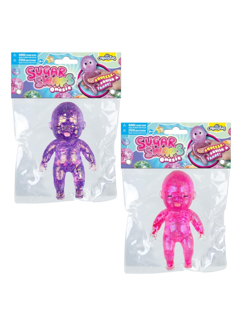 NEW 2 Sugar Swaps Baby Squishy Giant Baby Squeeze Toy -  Pink and Blue